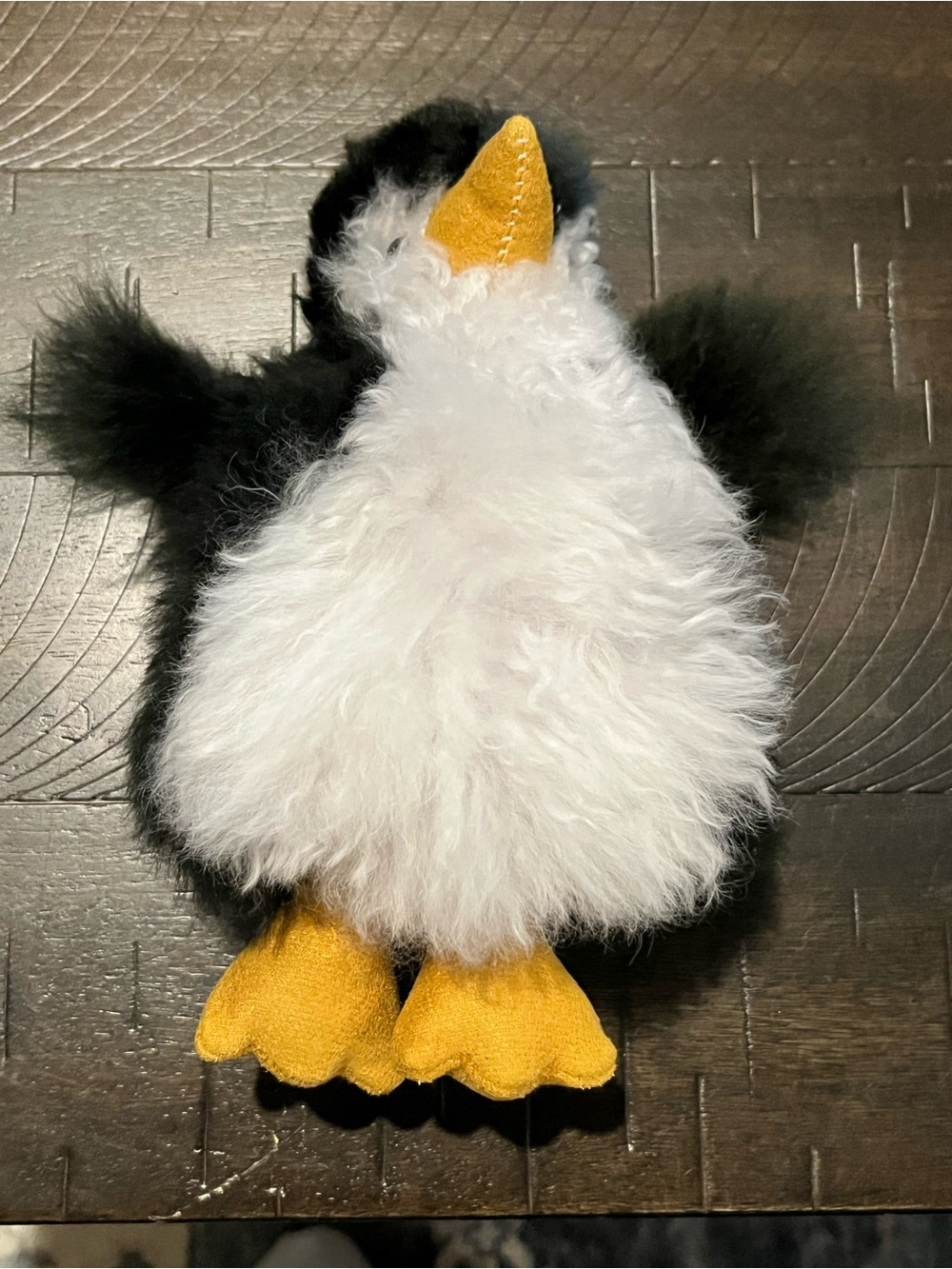 Plush Penguin Alpaca fur plushie- Black, White & Yellow stuffed toy